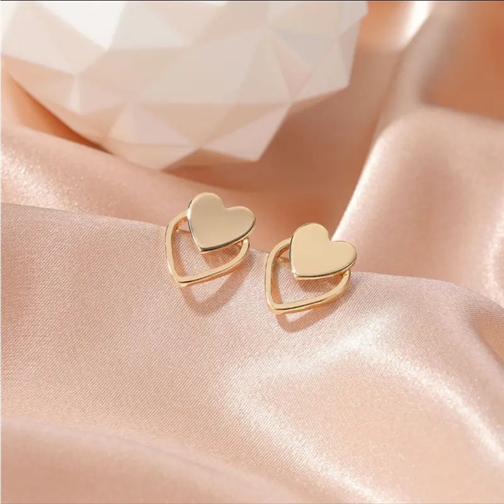 Gold Filled Double Heart Earrings